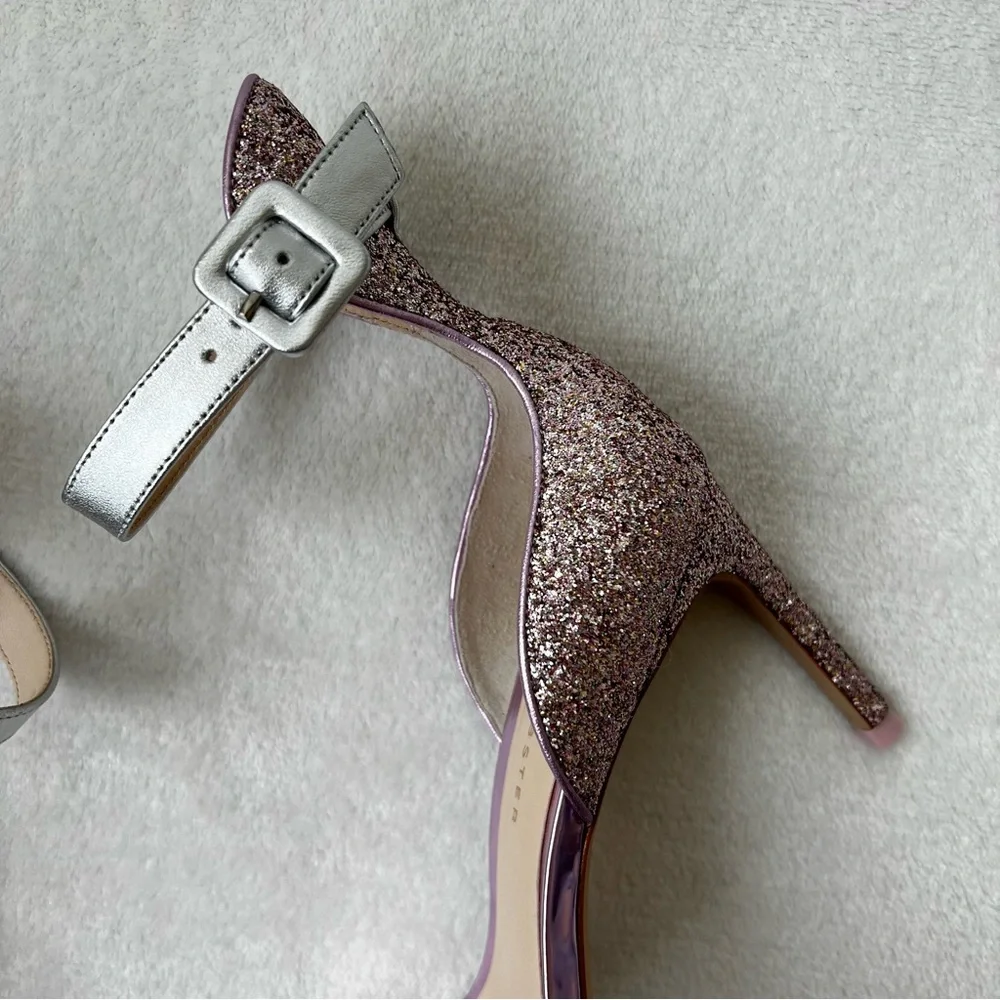 Sophia Webster Pink Glitter-Embellished Nicole Sandals Size 37.5